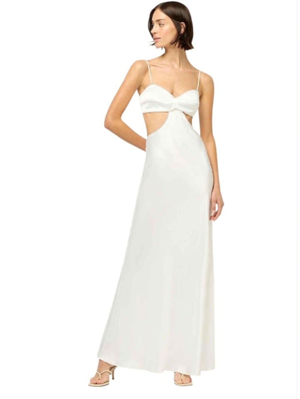 Michael LO Sordo symic cut‎ out crystal embellished silk satin gown Size 10